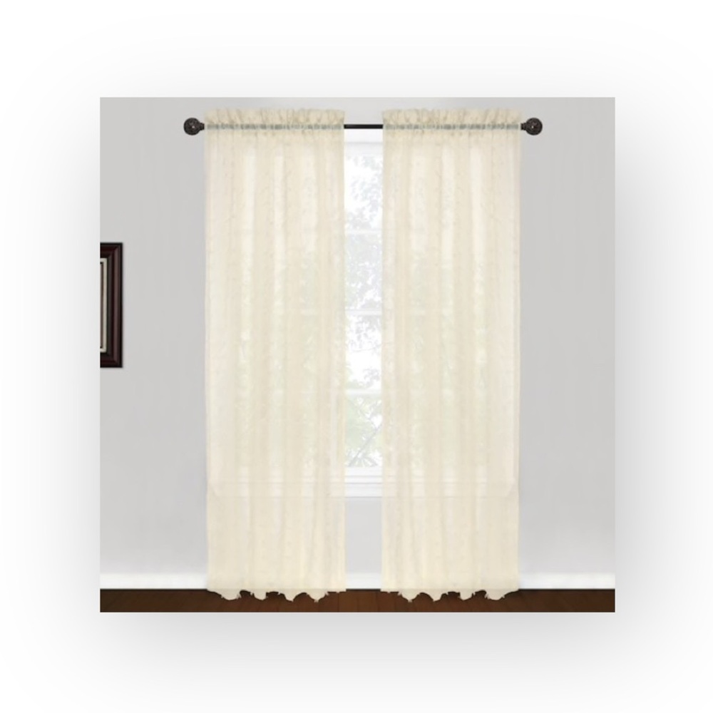 new Boho Chic ✶ Set 2 Rod Pocket Panel Curtains ✶ Semi Sheer Natural ✶ 40” x 84” - Picture 3 of 15